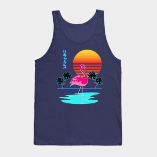 Relax - Relaxing Flamingo Synthwave Sunset Rirakkusu Tank Top